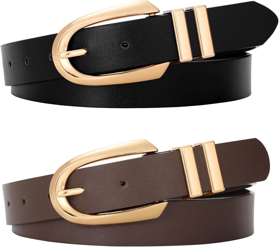 JASGOOD Women Leather Belt Fashion Waist Belt for Pants Jean Ladies Faux Leather Dress belt with ... | Amazon (US)