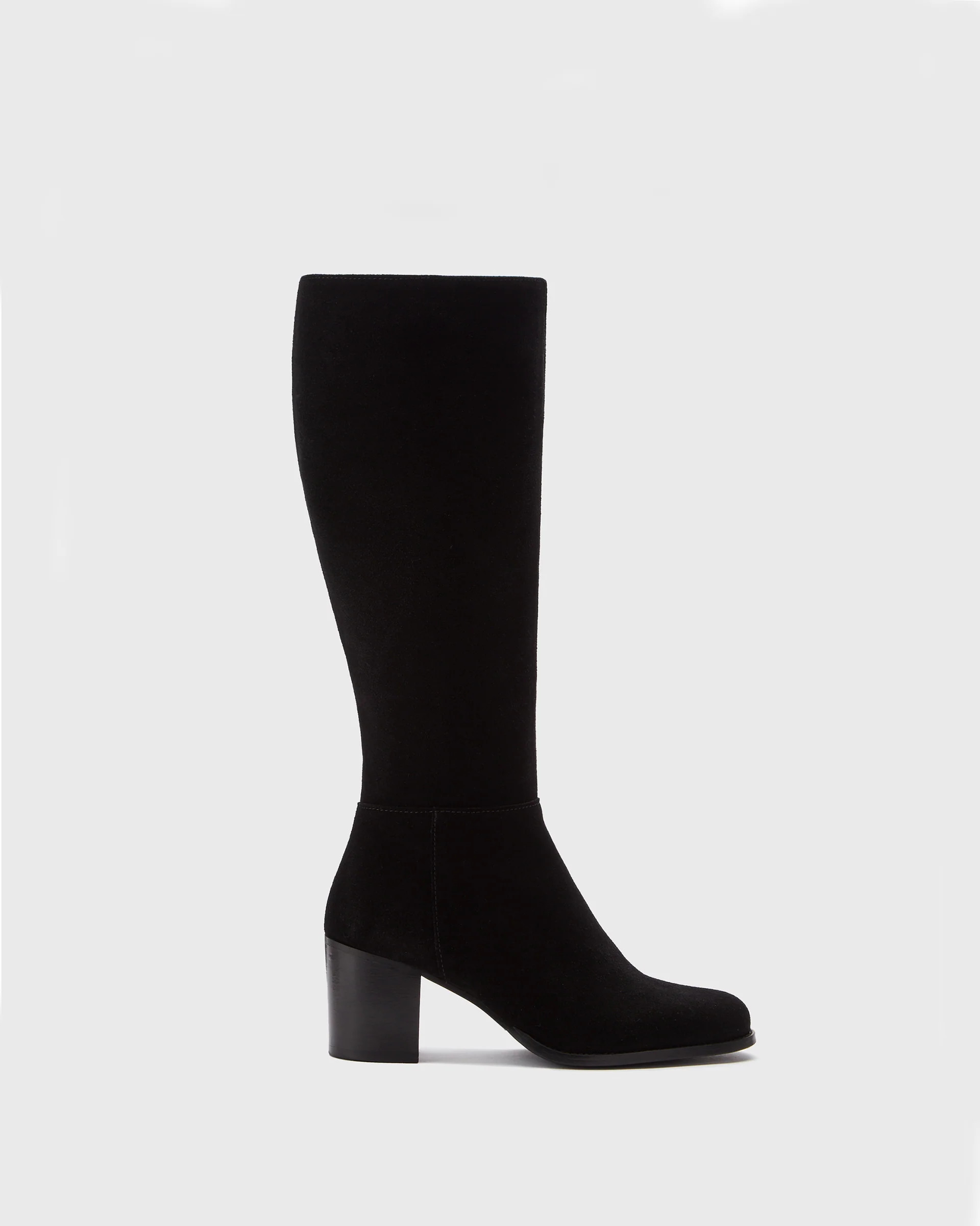 Dalia Standard Black Suede Knee High Heeled Boots | DuoBoots | DuoBoots