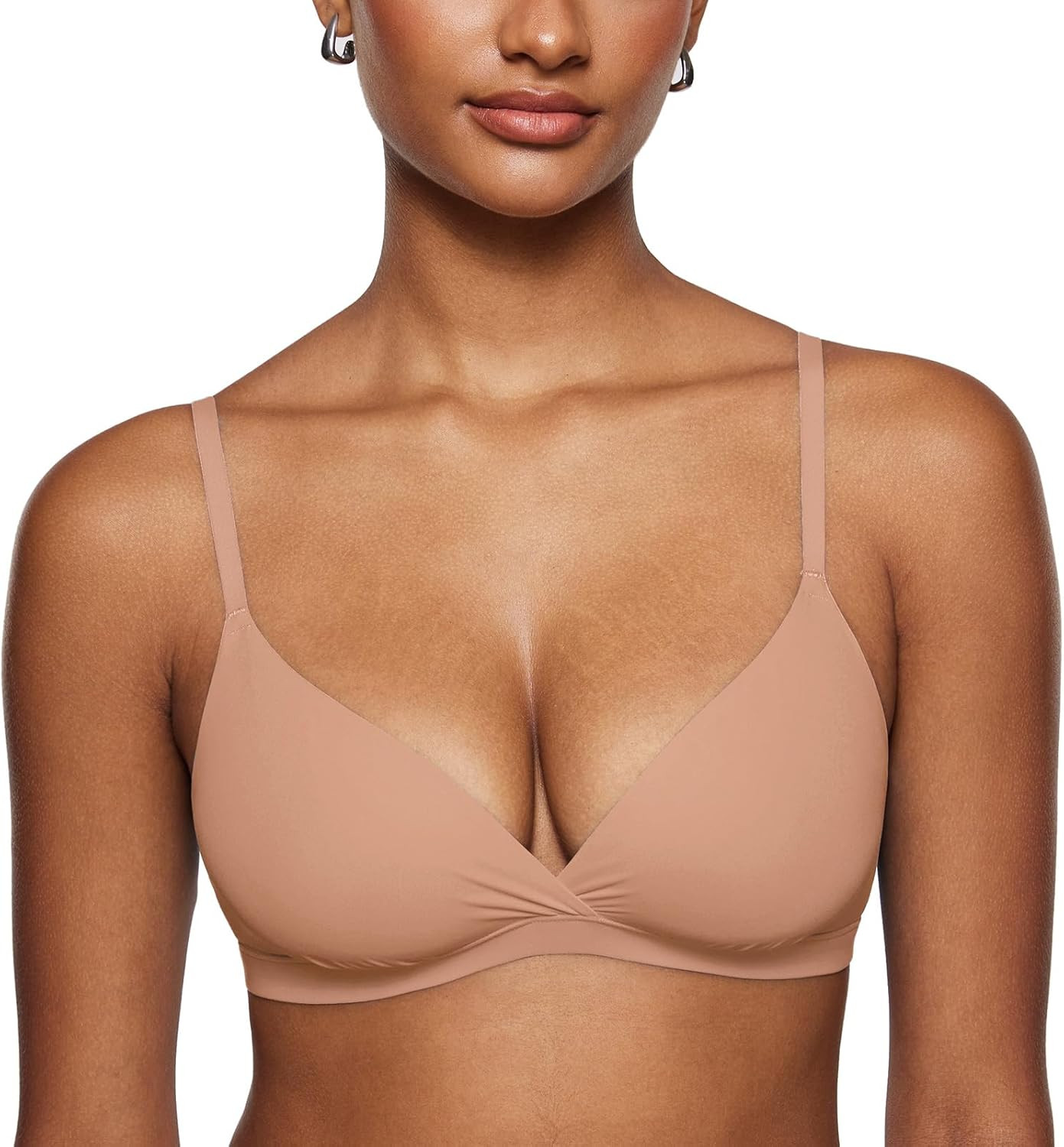 INLYRIC Women's Inbarely Triangle Bralette Comfortable Unlined V Neck Wireless Smoothing Bra Top ... | Amazon (US)