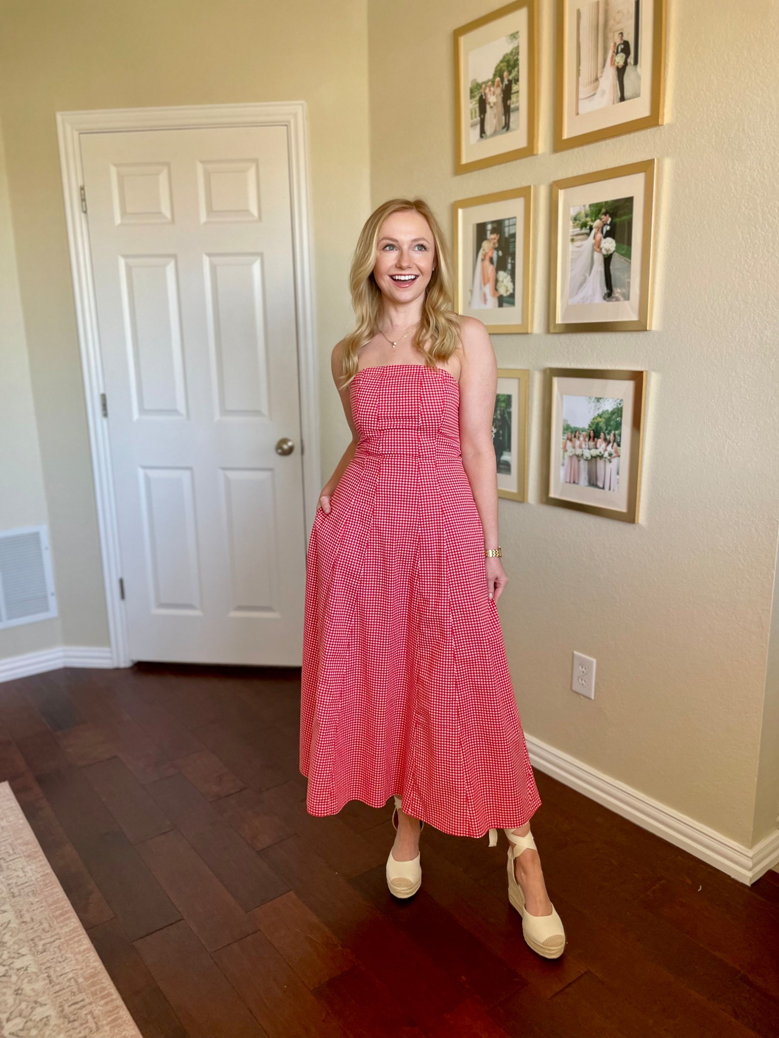 Beyond obsessed with this gingham midi dress!! Wearing an XS regular 

#LTKStyleTip #LTKSeasonal #LTKSpringSale