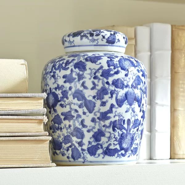Lerman Blue/White Ceramic Jar | Wayfair Professional