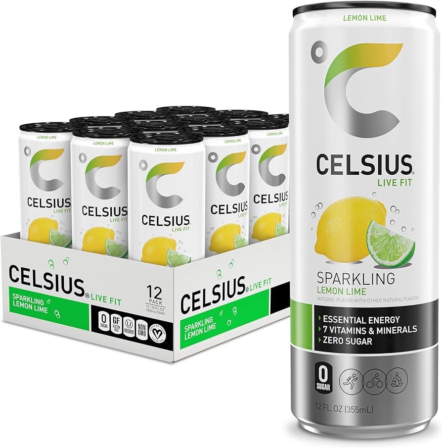 CELSIUS Sparkling Lemon Lime, Functional Essential Energy Drink, 12 Fl Oz (Pack of 12) | Amazon (US)