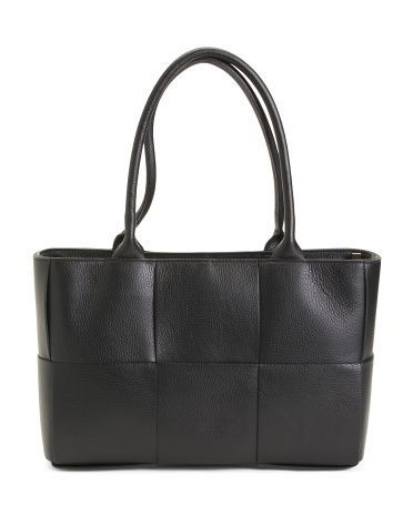 Made In Italy Leather Large Woven Satchel | TJ Maxx