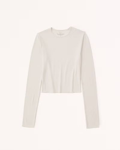Women's Long-Sleeve Featherweight Rib Cropped Crew Tee | Women's Tops | Abercrombie.com | Abercrombie & Fitch (US)
