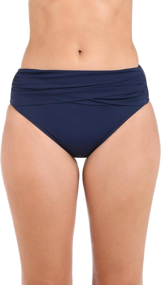 Island Goddess Banded Mid Waist Pant Bikini Swimsuit Bottom | Amazon (US)
