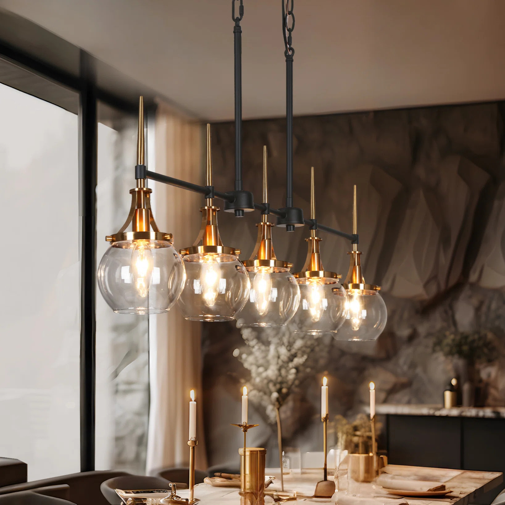 Loram 5 - Light 36" Wide Kitchen Island Linear Pendant | Wayfair North America