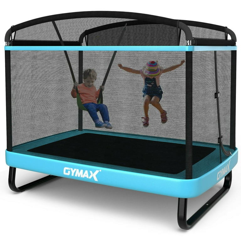 Gymax 6FT Recreational Kids Trampoline W/Swing Safety Enclosure Indoor/Outdoor Blue | Walmart (US)