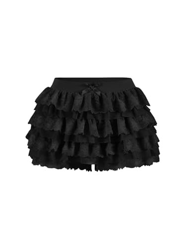 Women Y2K Lace Multi-Layered Bloomers, Lolita Ruffle Shorts, Sexy Short Pumpkin Pants, Elastic Wa... | Amazon (US)