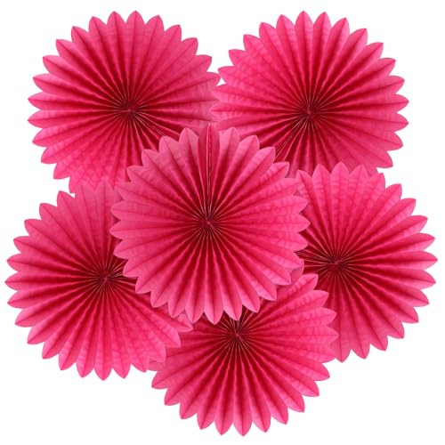Easy Joy Hot Pink Party Decorations Paper Fans Birthday Wedding Home Party Hanging Decoration, Set of 6 | Amazon (US)
