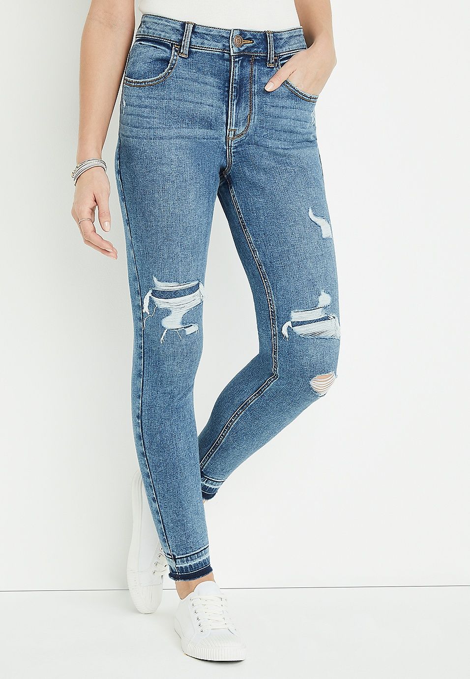m jeans by maurices™ Cool Comfort High Rise Ripped Jegging | Maurices
