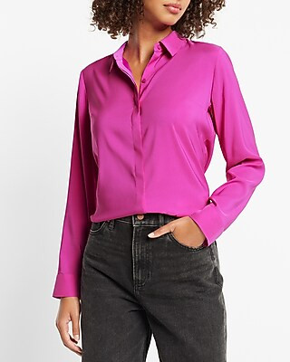 Satin Relaxed Portofino Shirt | Express