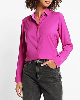 Satin Relaxed Portofino Shirt | Express