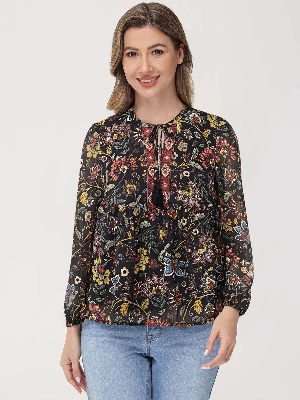 89th & Madison Mixed Floral Print Blouse | 89th + Madison