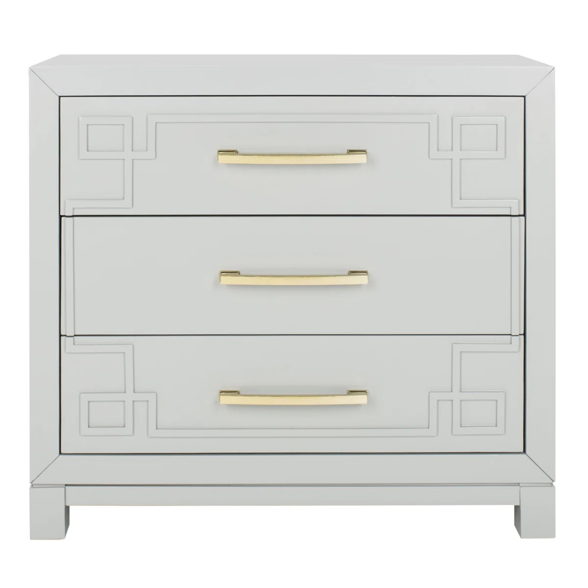 Elegant Chamere 31.87'' Wide Nightstand – Glam Bedroom Chest with 3 Drawers and Brass Pulls Sto... | Wayfair North America