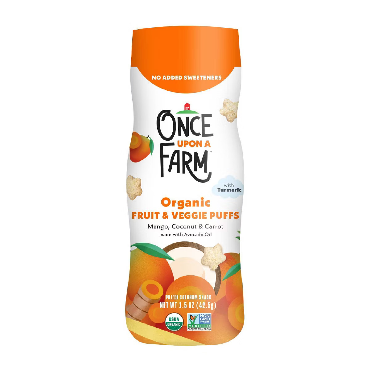 Once Upon a Farm Organic Fruit & Veggie Puffs Baby Food - Mango, Coconut & Carrot - 1.5oz | Target