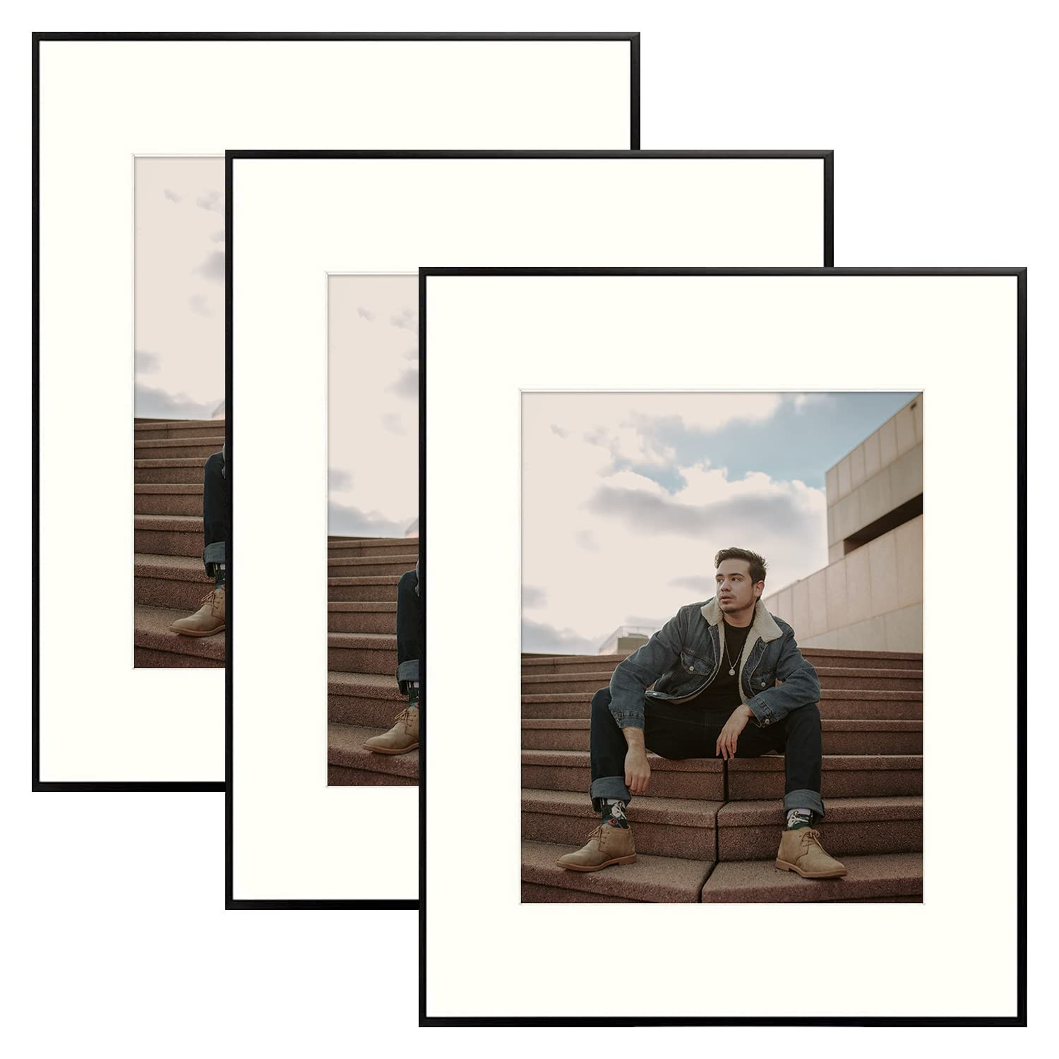 Golden State Art, 16x20 Aluminum Metal Frame with Ivory Mat for 11x14 Pictures, Includes with Saw... | Amazon (US)