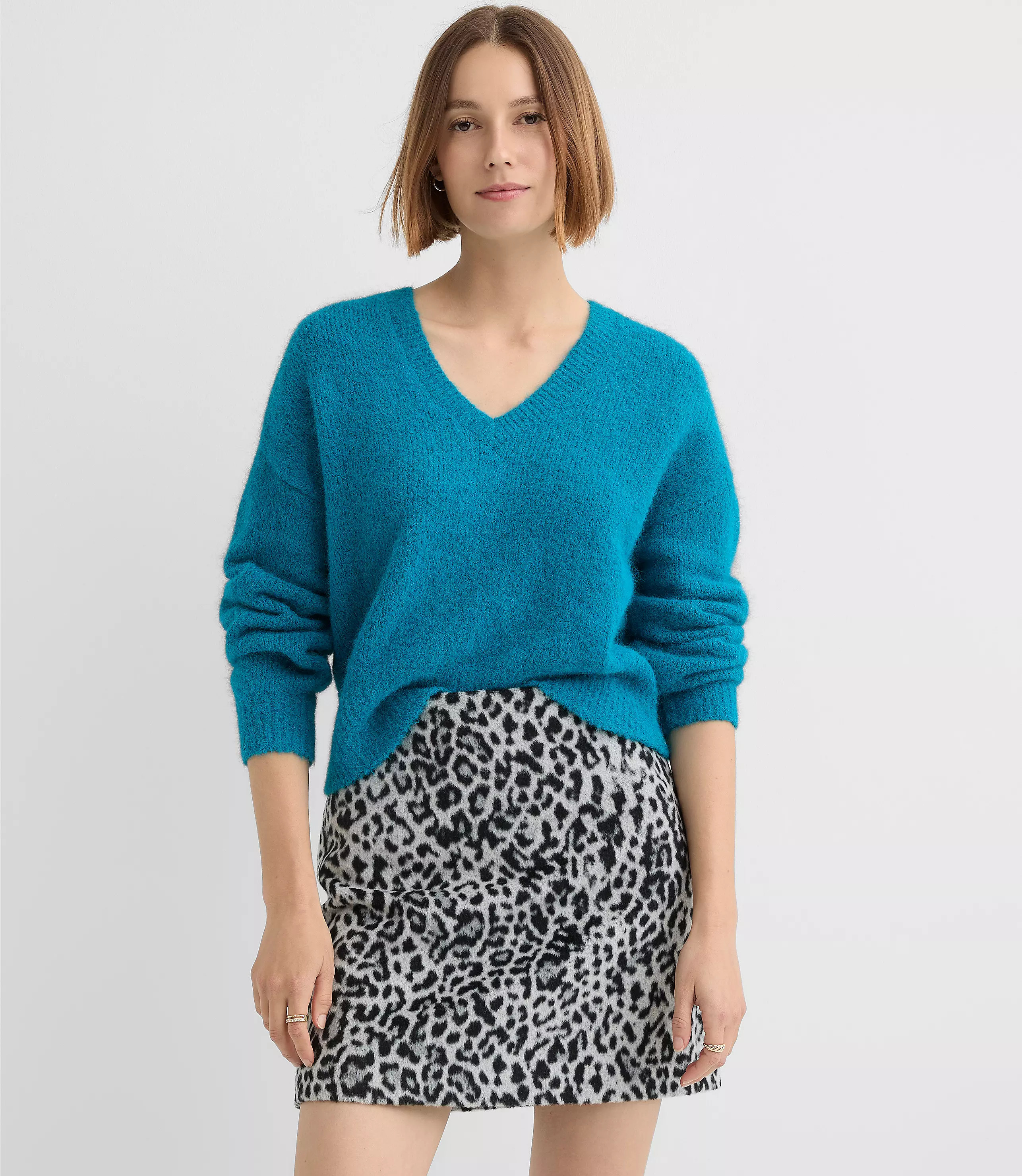 Ribtrim Relaxed V-Neck Sweater | LOFT