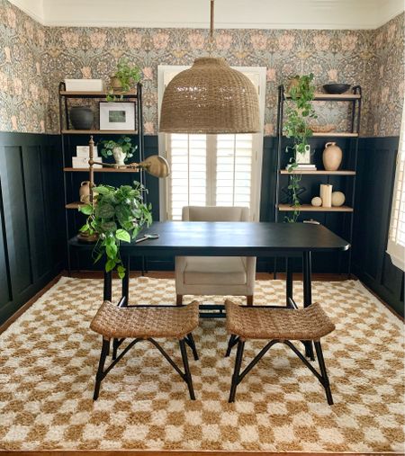 My home office favorites! Studio McGee chair. Hearth and Hand office furniture. Studio McGee pendant light. Wallpaper in office! 

#LTKhome #LTKfamily #LTKSpringSale