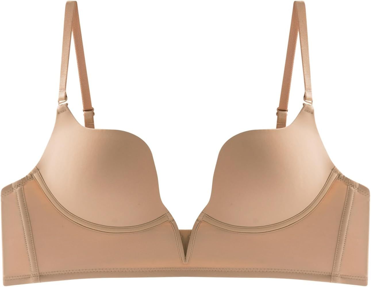 ZUKULIFE Women's Deep V Plunge Push Up Bra with Clear Straps Backless Convertible Low Cut Underwi... | Amazon (US)