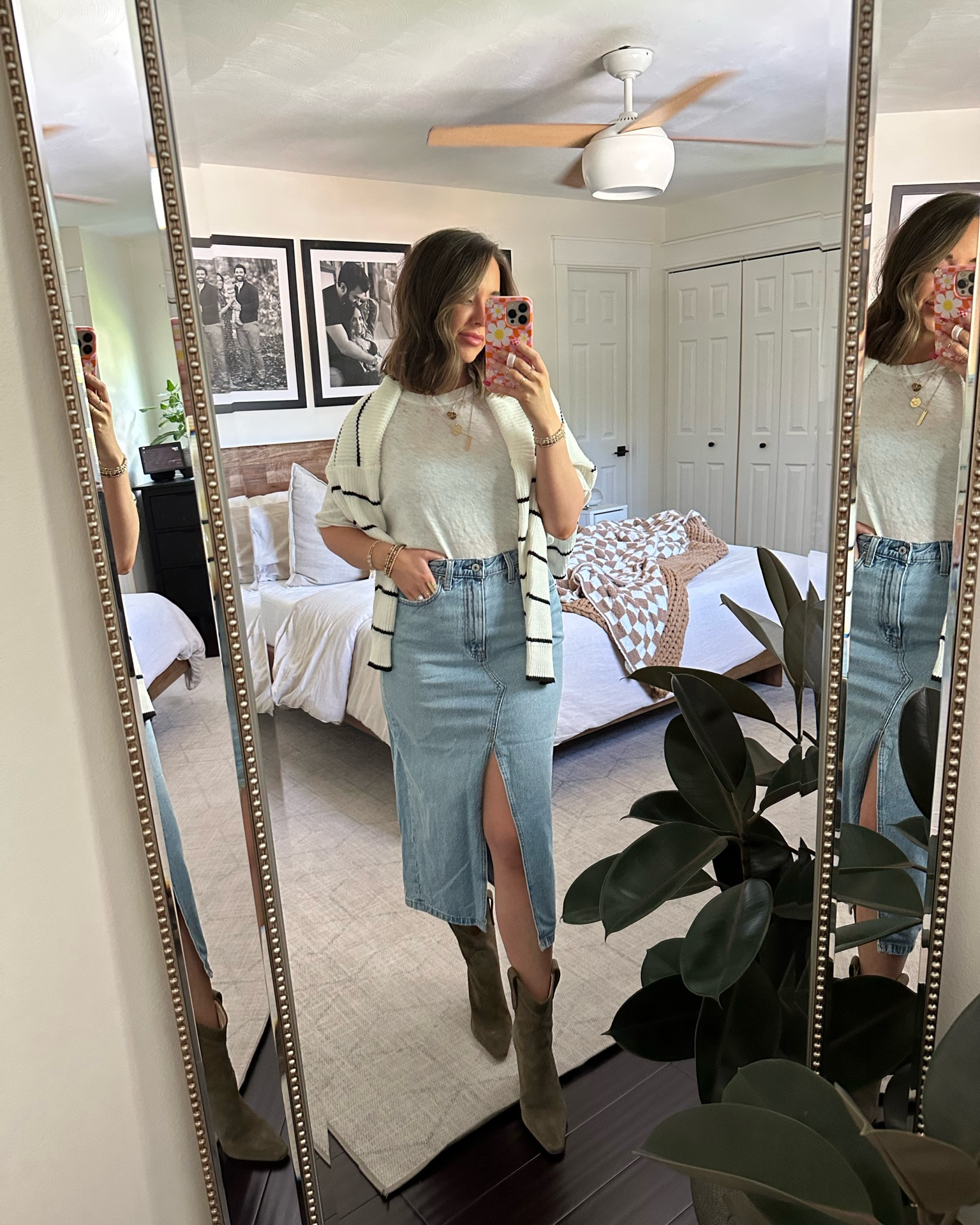 Denim midi deals skirt abercrombie