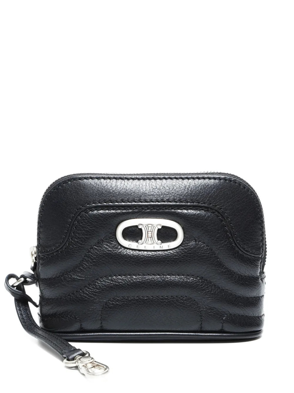 Celine Pre-Owned 2000s Triomphe quilted leather pouch - Black | Farfetch Global