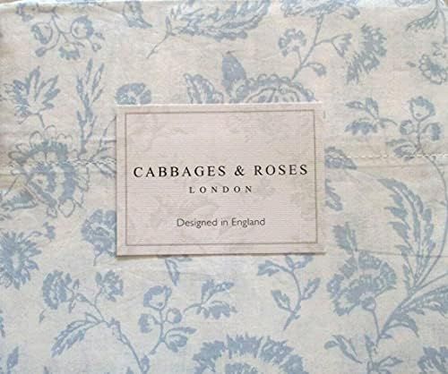 Cabbages & Roses of London King Floral French Toile Sheet Set Cotton Percale Light Blue and White | Amazon (US)