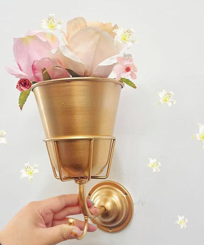 Gold Wall Vase, Hanging Home Decor, Vintage Brass Container Vase, Eclectic Hanging Decor, Multifu... | Amazon (US)