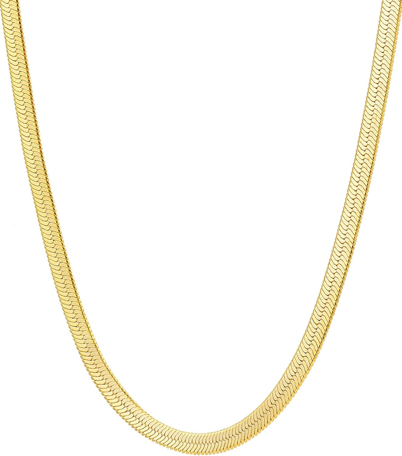 Fiusem Gold Necklaces for Women, 14K Gold Plated Herringbone Chain Necklaces, Gold Snake Chain Ch... | Amazon (US)
