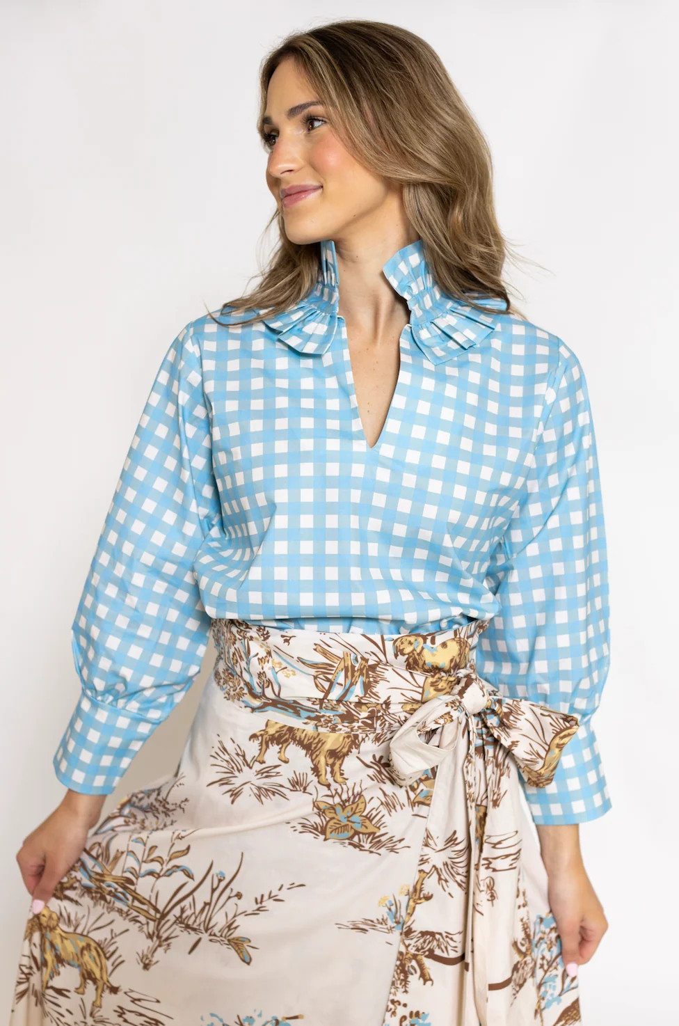 Blue Gingham Harper Estate Top | House Of MBR