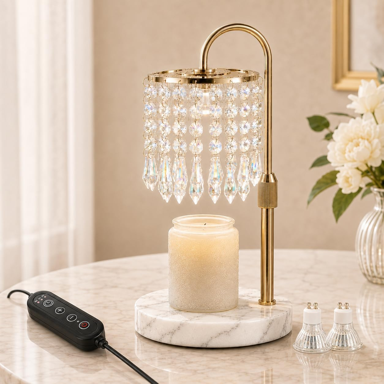 OUTON Candle Warmer Lamp with Timer Dimmer, Marble Base Candle Warmer Light | Amazon (US)