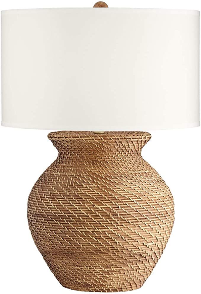 Pacific Coast Lighting Tinley Table Lamp | Casual 1-Light 100W Table Lamp in Brown-Weave Finish (... | Amazon (US)