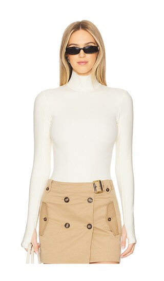 Neoprene Turtleneck Bodysuit in Ivory | Revolve Clothing (Global)