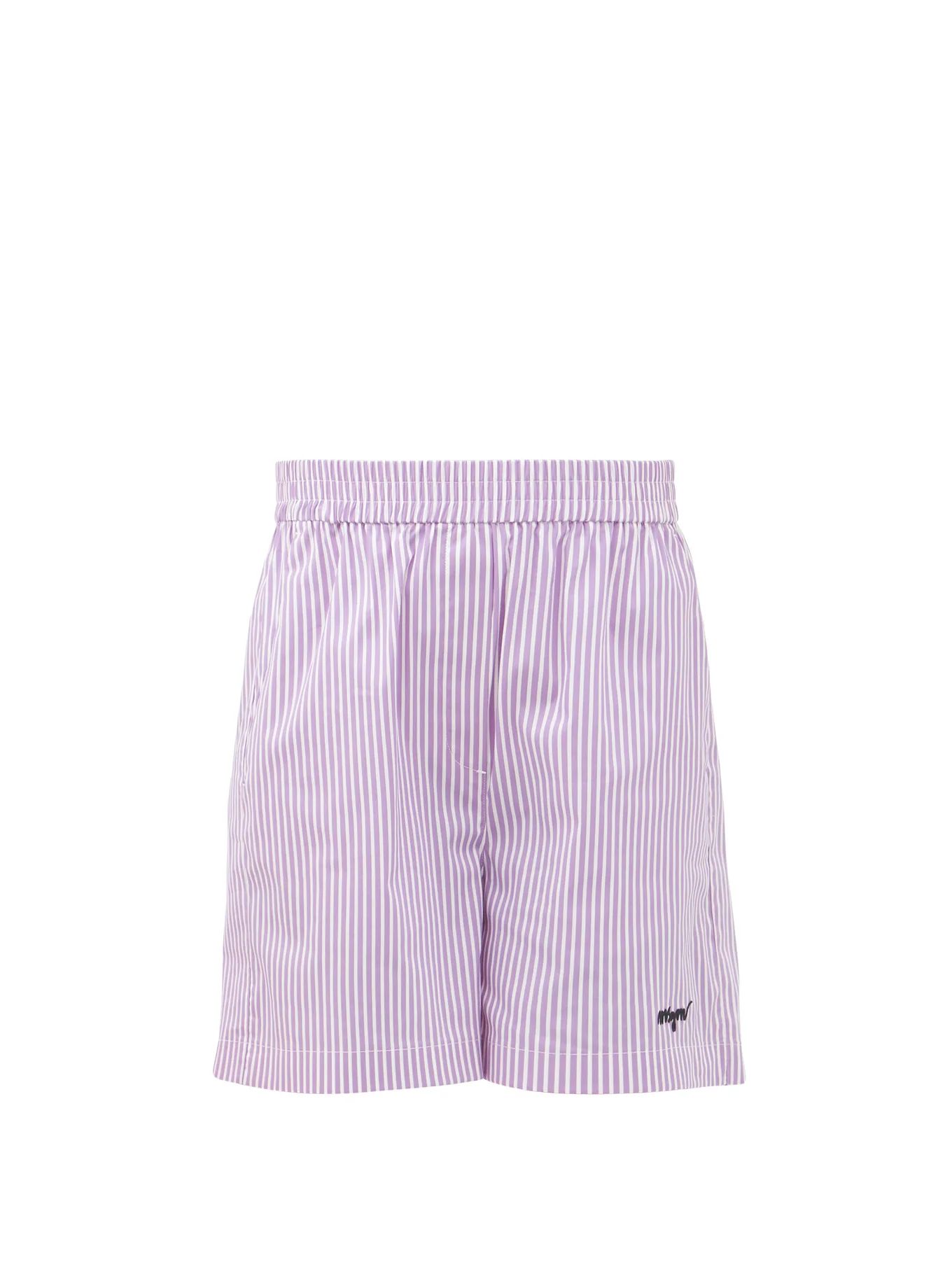 Elasticated-waist striped cotton-blend shorts | MSGM | Matches (US)