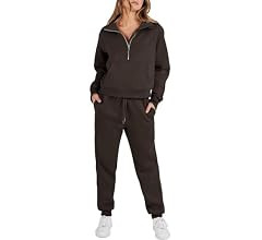 ANRABESS Women's Two Piece Outfits Long Sleeve 2023 Fall Half Zip Sweatshirt with Jogger Pants Lo... | Amazon (US)