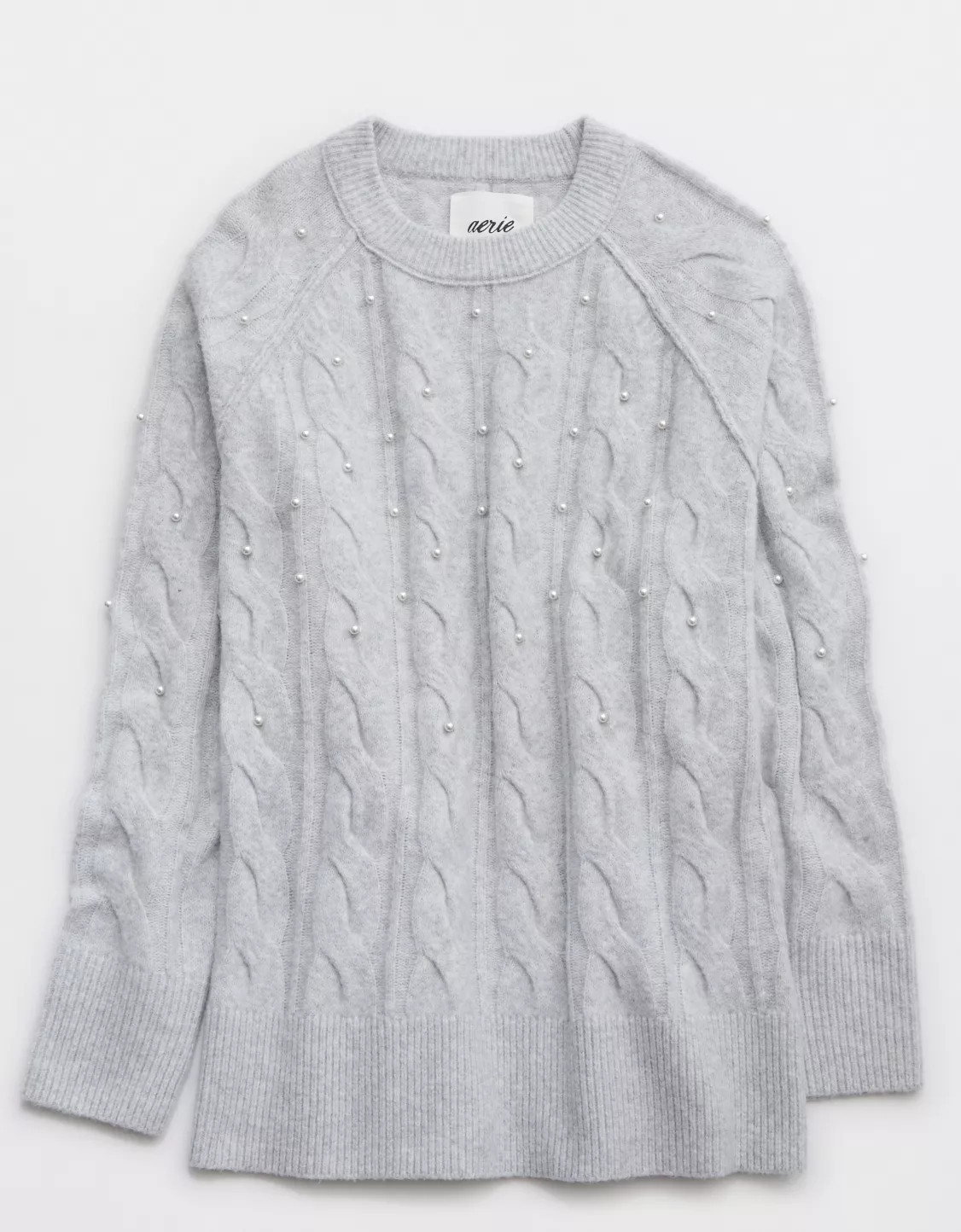 Aerie unREAL Cable Pearl Crew Sweater | Aerie