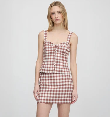 The Hallie Skirt - Cognac Gingham Cognac Gingham / XXL | Hill House Home US