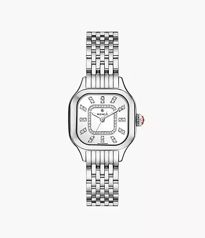 Meggie Stainless Steel Diamond Dial Watch | Michele Watches