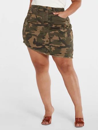 Delia Denim Camo Skirt - Fashion To Figure | Fashion to Figure