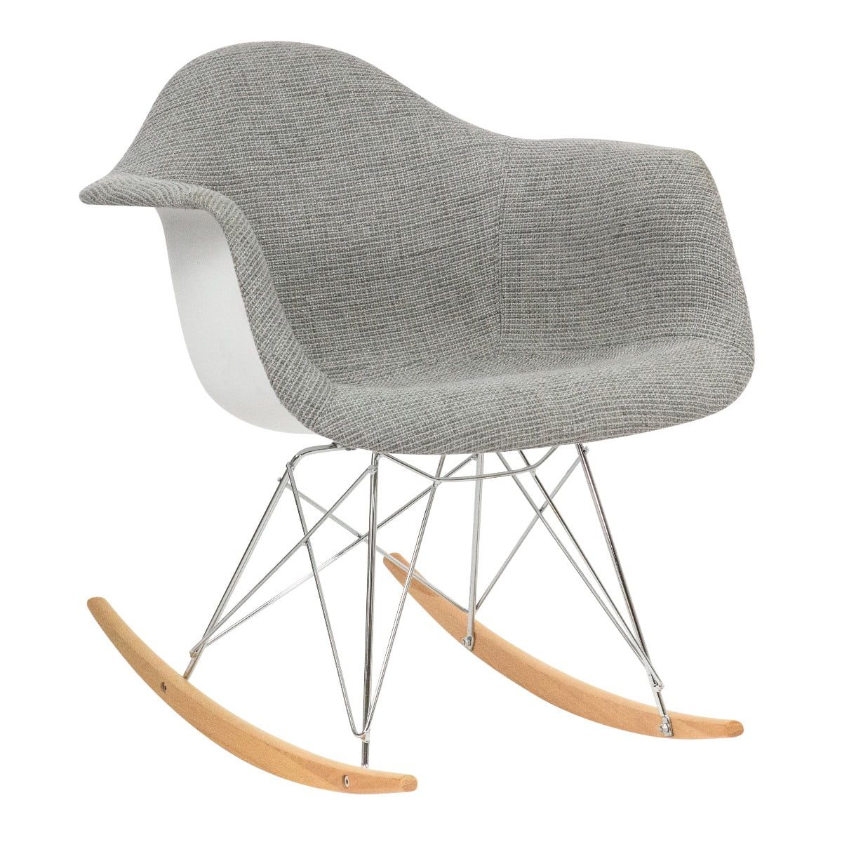 LeisureMod Wilson Twill Modern Fabric Eiffel Rocking Chair In Grey | Walmart (US)