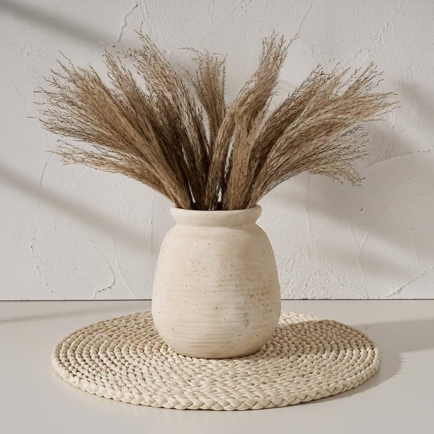 SIDUCAL Ceramic Rustic Farmhouse Vase | 7.3 Inch Pottery Decorative Flower for Home Decor | Sand ... | Amazon (US)