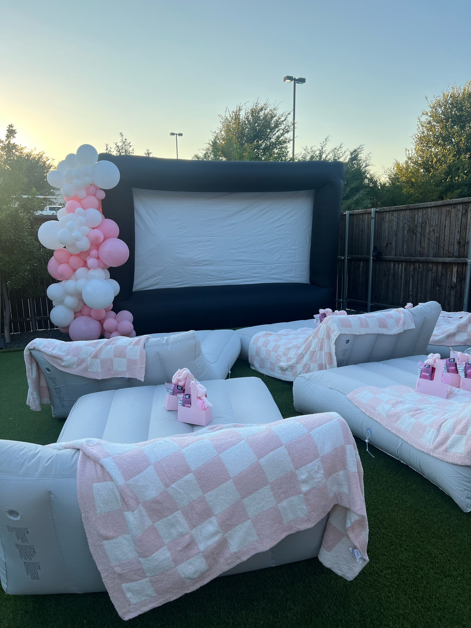Backyard movie night baby shower/ baby sprinkle my friends threw for me for my 3rd baby! It was the perfect mix with our at home hibachi meal! You can do this for any style of party! 

#LTKBaby #LTKParties #LTKBump