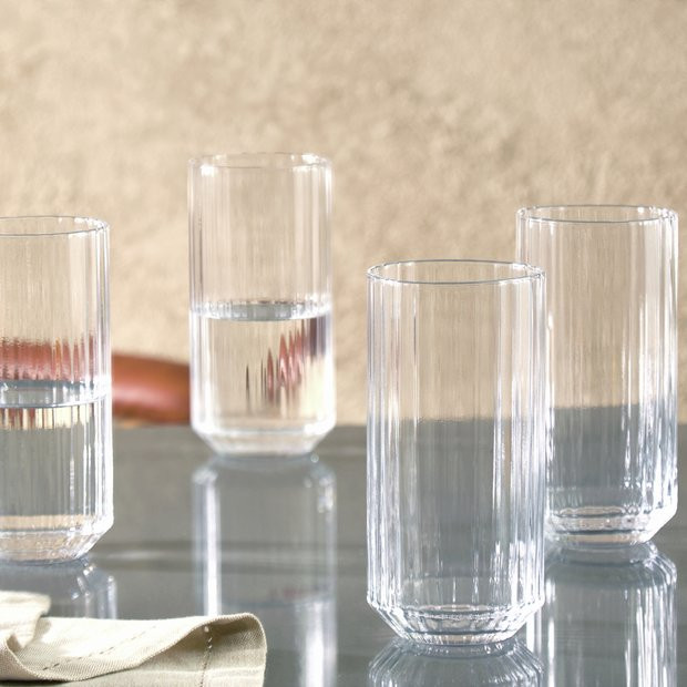 Buy Habitat Wide Ribbed Set of 4 Hi Ball Glasses | Glassware | Habitat | Habitat UK