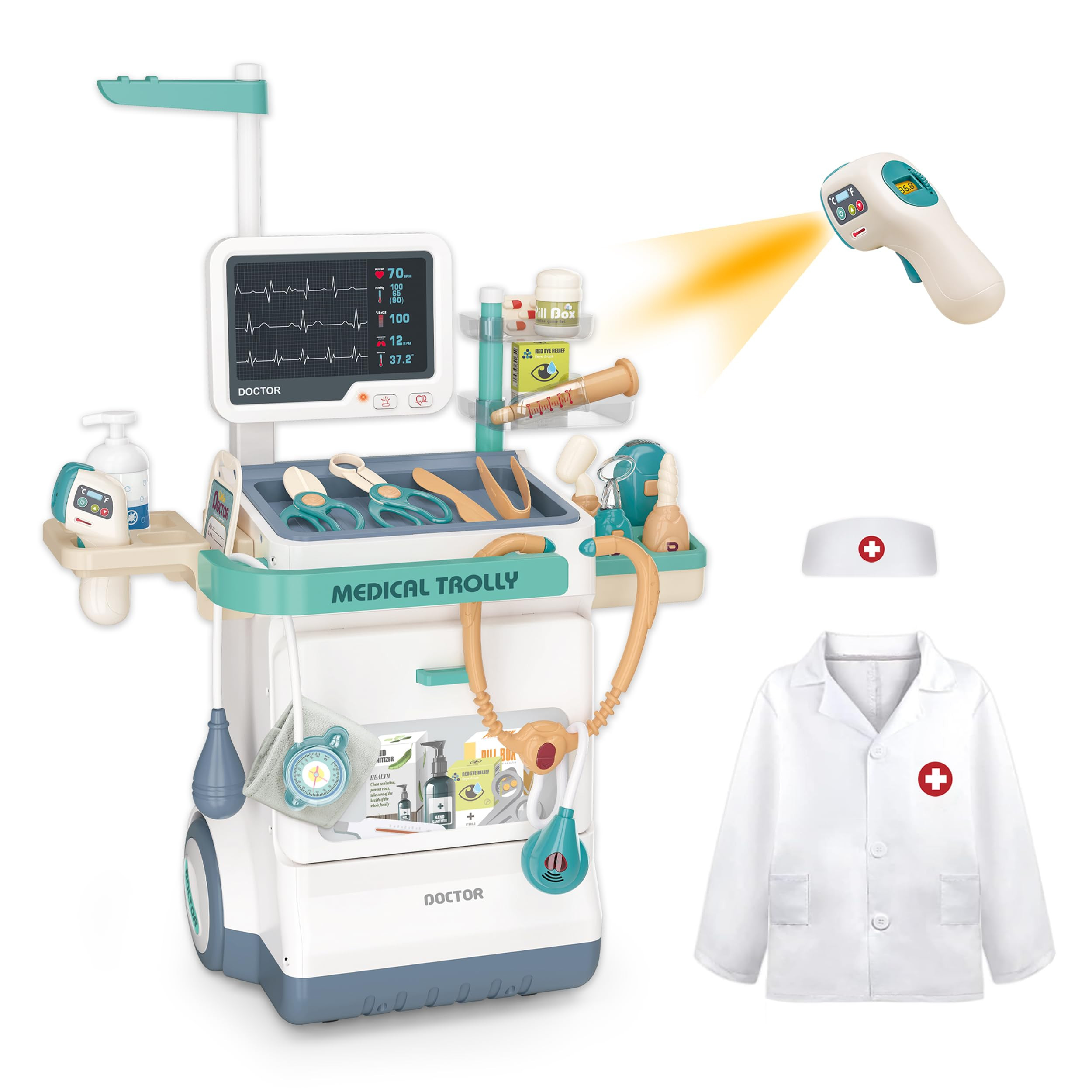 Deluxe Doctor Kit for Toddlers, Pretend Medical Station Set for Boys & Girls, 28 Accessories,Mobi... | Amazon (US)
