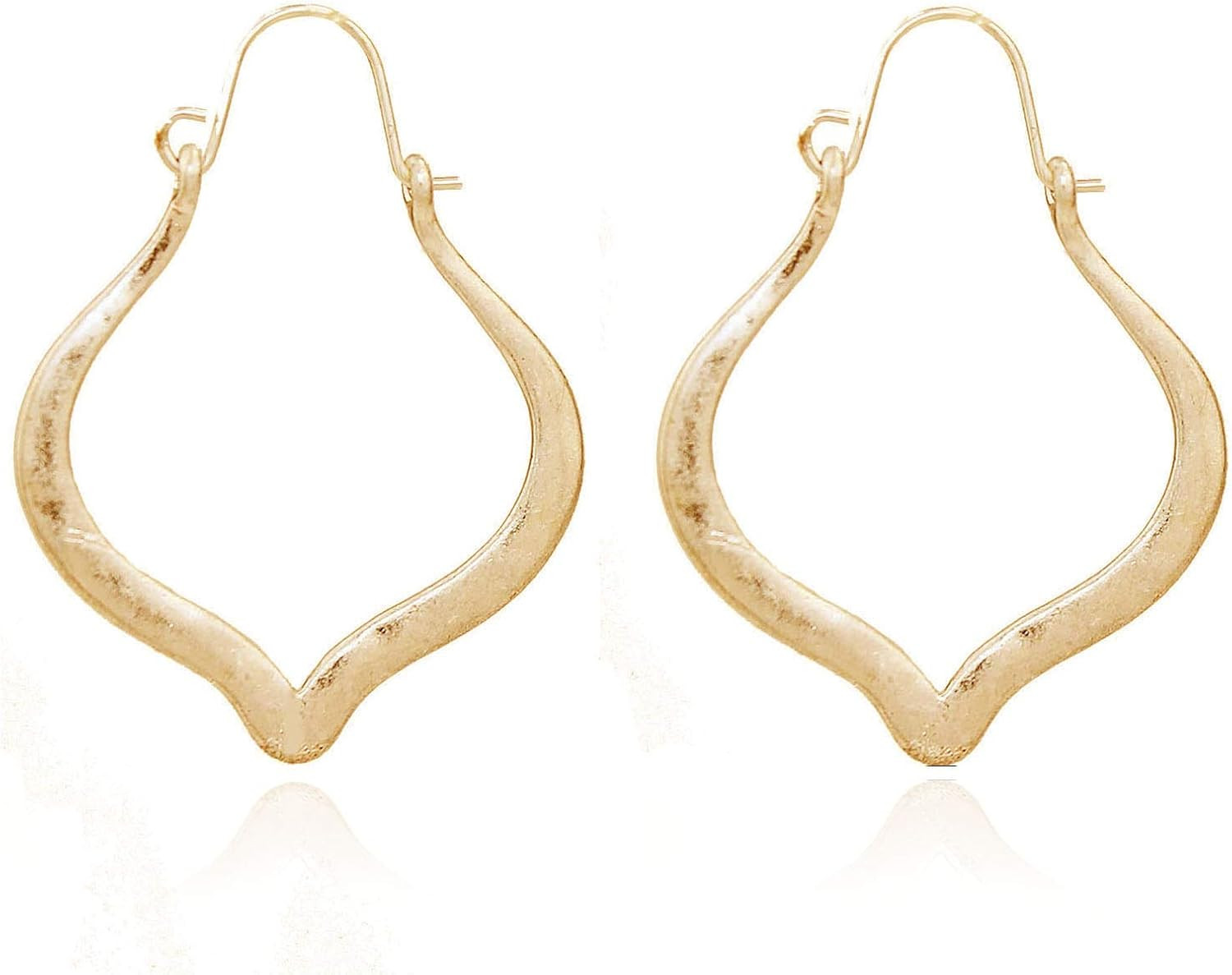 Pomina Lightweight Hammered Textured Moroccan Shaped Antique Gold Hoop Earrings Quatrefoil Clover... | Amazon (US)