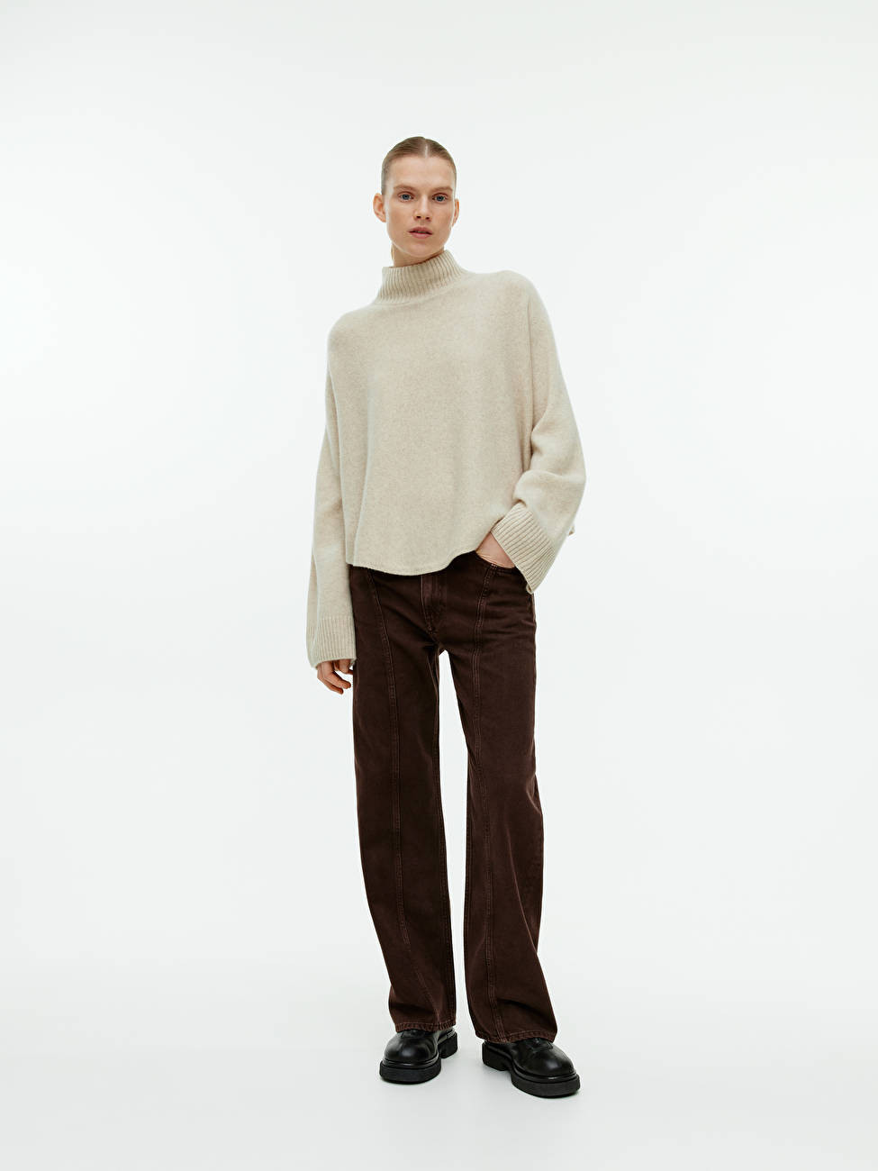 Cashmere-Wool Mock Neck Jumper | ARKET (US&UK)