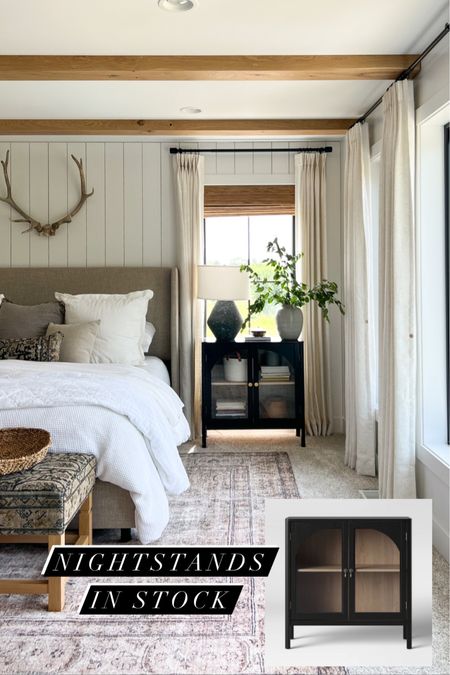 I love these accent cabinets as nightstands!! The arch door detail is so pretty and they are super functional! 