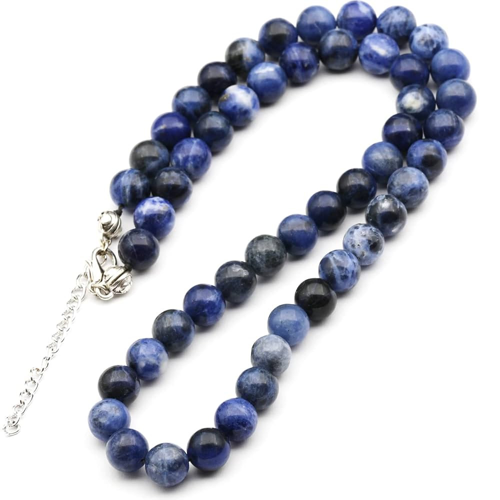 Natural Sodalite Beaded Choker, Genuine Blue Crystal Necklace, Fancy Gemstone Choker, 8mm Beads, Unique Fashion Jewelry, Healing Crystal Chakra Necklace, Durable Stone Necklace, Sagittarius Necklace | Amazon (US)