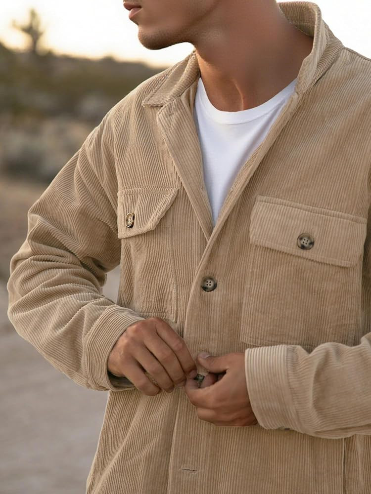 PLEPAN Men's Corduroy Shacket with 4 Pockets | Amazon (US)