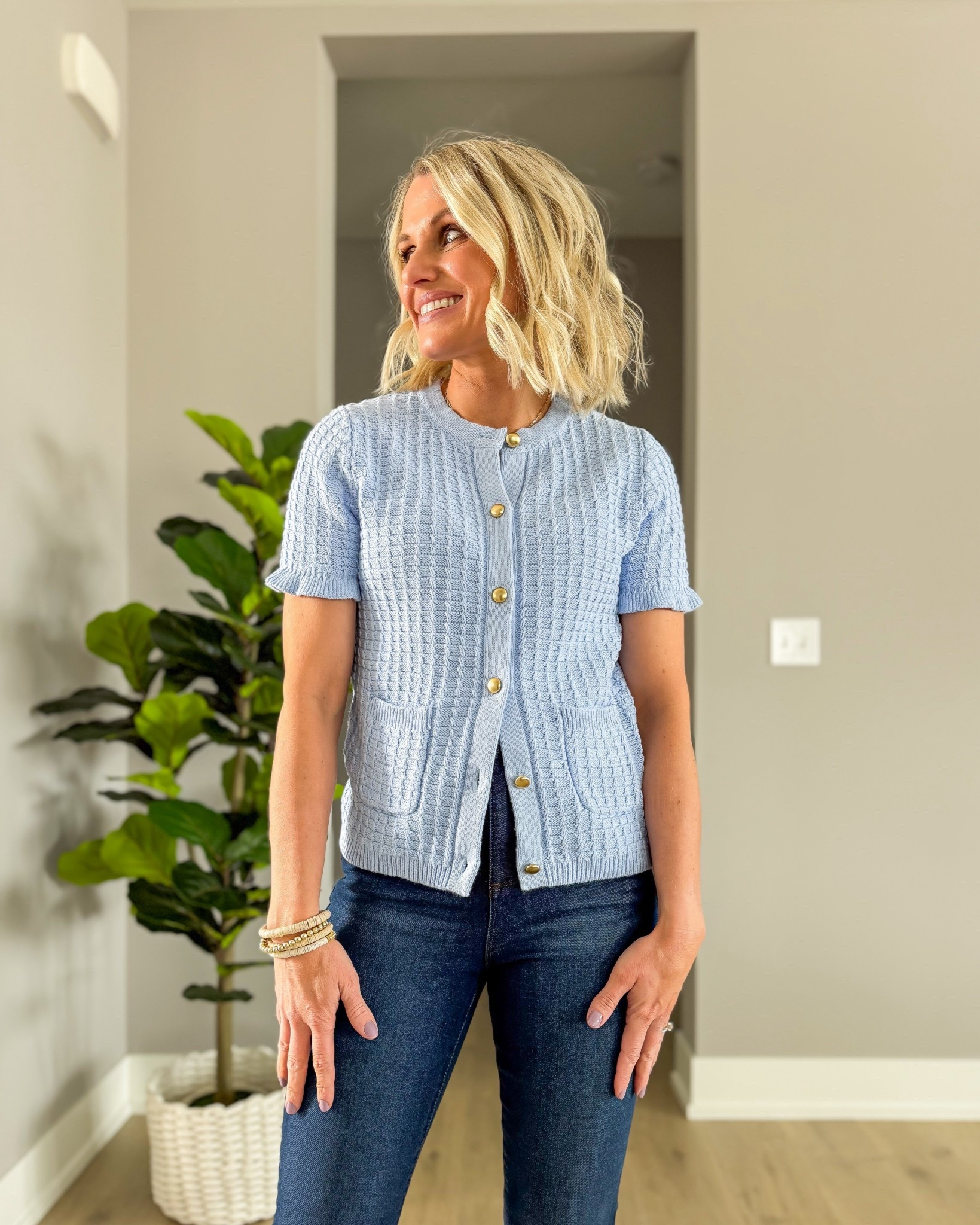 I am loving this soft blue color for spring! This ruffle sleeve cardigan from Walmart is such a great top! I’m wearing an xsmall! 

#LTKspring #LTKPetite #LTKOver40