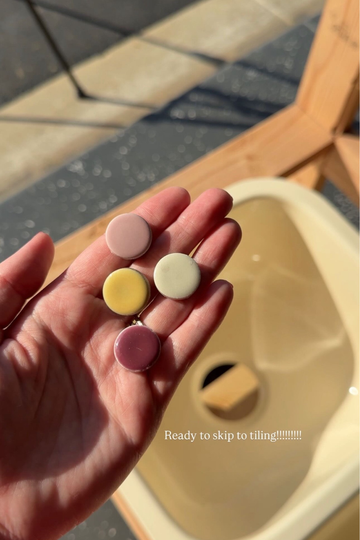 Penny tiles for the mud kitchen backsplash 